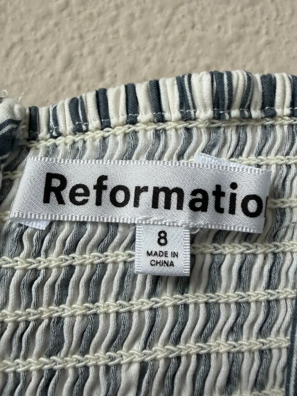 Reformation Alfred Midi Dress in Antibes Stripe Size 8 - Picture 5 of 5